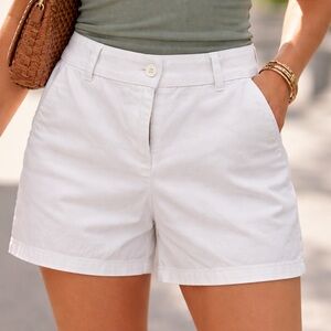 LOFT White High-Rise Cotton Bermuda Shorts